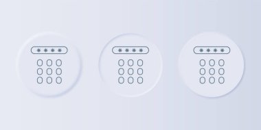 Gri parola koruması ve güvenlik erişim simgesi gri arkaplanda izole edildi. Güvenlik, güvenlik, koruma, gizlilik kavramı. Kare düğmelere simgeleri yerleştir. Vektör.