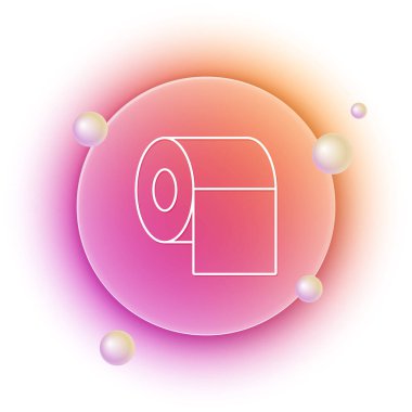 Beyaz tuvalet kağıdı rulo ikonu beyaz arka planda izole edildi. Turuncu ve pembe eğimli çember arka planı. Vektör.