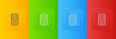 Beyaz UI ya da UX tasarım simgesi renkli arkaplanda izole edildi. Kare düğmelere simgeleri yerleştir. Vektör.