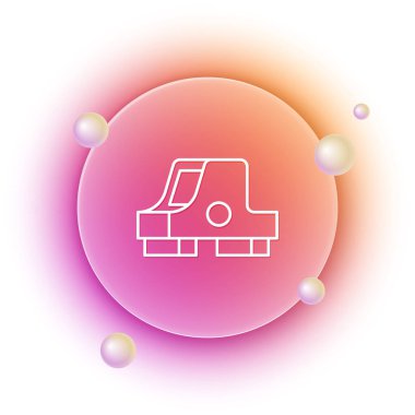 Beyaz arka planda beyaz Collimator görüş simgesi izole edildi. Keskin nişancı dürbünü. Turuncu ve pembe eğimli çember arka planı. Vektör.