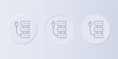 Gri Sunucu simgesi gri arkaplanda izole edildi. Uygulama, servis konsepti, ayar seçenekleri, bakım, onarım, onarım. Kare düğmelere simgeleri yerleştir. Vektör.