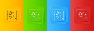 Beyaz Afrika safari haritası renkli arka planda izole edilmiş. Kare düğmelere simgeleri yerleştir. Vektör.