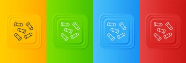 Beyaz Kurşun simgesi renkli arkaplanda izole edildi. Kare düğmelere simgeleri yerleştir. Vektör.