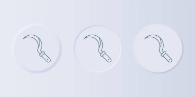 Gri Orak simgesi gri arkaplanda izole edildi. Kanca işaretini topluyorum. Kare düğmelere simgeleri yerleştir. Vektör.