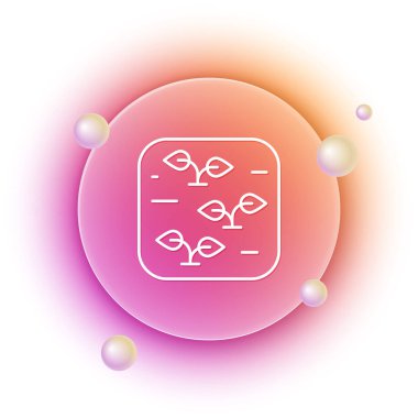 Beyaz Bitki simgesi beyaz arkaplanda izole edildi. Tohum ve tohum. İşaret bırakıyor. Yaprak doğası. Turuncu ve pembe eğimli çember arka planı. Vektör.