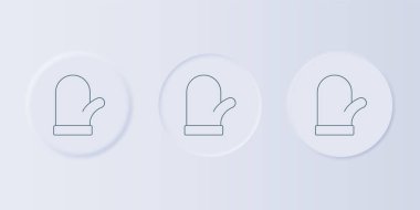 Gri Noel eldiveni simgesi gri arkaplanda izole edilmiş. Kare düğmelere simgeleri yerleştir. Vektör.