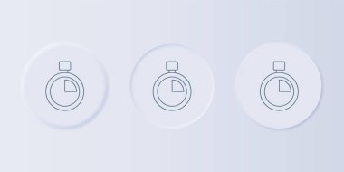 Gri renkli Kronometre simgesi gri arkaplanda izole edildi. Zaman göstergesi. Kronometre işareti. Kare düğmelere simgeleri yerleştir. Vektör.