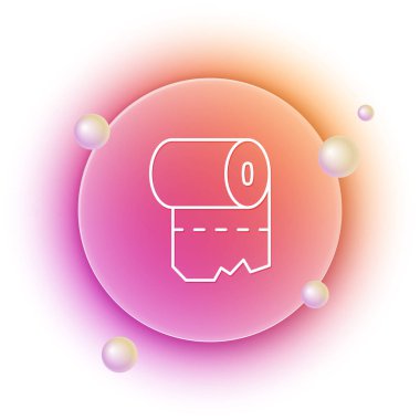 Beyaz tuvalet kağıdı rulo ikonu beyaz arka planda izole edildi. Turuncu ve pembe eğimli çember arka planı. Vektör.