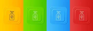 Renkli arka planda beyaz organik kozmetik ikonu izole edilmiş. Vücut bakım ürünleri. Kare düğmelere simgeleri yerleştir. Vektör.