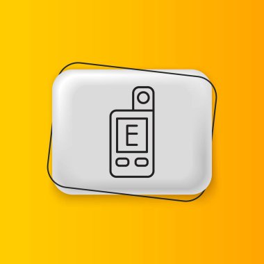 Sarı arkaplanda izole edilmiş siyah ışık göstergesi simgesi. El lüksü. Radyasyon ölçer - parlaklığı ölçmek için bir cihaz. Gümüş dikdörtgen düğme. Vektör.