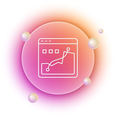 Beyaz Histogram grafik fotoğrafçılık simgesi beyaz arkaplanda izole edildi. Turuncu ve pembe eğimli çember arka planı. Vektör.