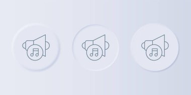 Gri hoparlör sesi, ses sembolü, gri arkaplanda izole edilmiş medya müzik ikonu. Kare düğmelere simgeleri yerleştir. Vektör.