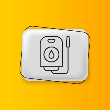 Siyah Kan bağışı ikonu sarı arka planda izole edildi. Gümüş dikdörtgen düğme. Vektör.