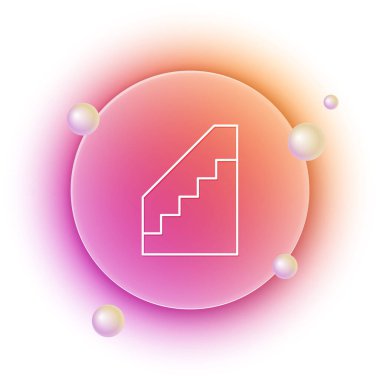 Beyaz Merdivenler beyaz arka planda izole edilmiş bir ikon. Turuncu ve pembe eğimli çember arka planı. Vektör.