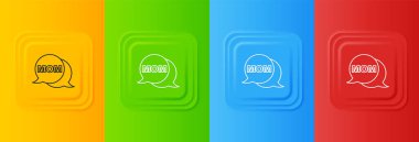 Beyaz konuşma balonu anne ikonu renkli arka planda izole. Anneler Günün kutlu olsun. Kare düğmelere simgeleri yerleştir. Vektör.