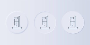 Gri cam test tüpü, gri arka planda izole edilmiş simge üzerinde. Laboratuvar ekipmanları. Kare düğmelere simgeleri yerleştir. Vektör.