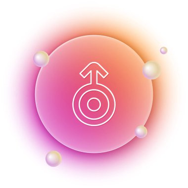 Beyaz arka planda izole edilmiş Uranüs ikonunun Beyaz Antik astrolojik sembolü. Astroloji gezegeni. Zodiac ve astroloji işareti. Turuncu ve pembe eğimli çember arka planı. Vektör.