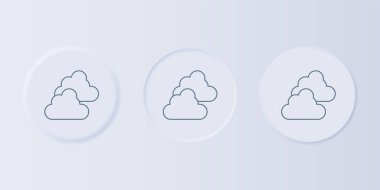 Gri bulutlu hava ikonu gri arkaplanda izole edildi. Kare düğmelere simgeleri yerleştir. Vektör.