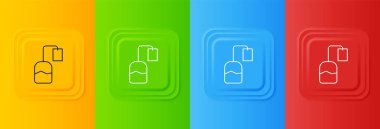 Beyaz çay poşeti simgesi renkli arkaplanda izole edilmiş. Kare düğmelere simgeleri yerleştir. Vektör.