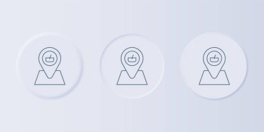 Gri piknik konumu simgesi gri arkaplanda izole edildi. Kare düğmelere simgeleri yerleştir. Vektör.