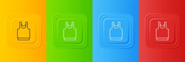 Beyaz atlet simgesi renkli arkaplanda izole edildi. Kare düğmelere simgeleri yerleştir. Vektör.