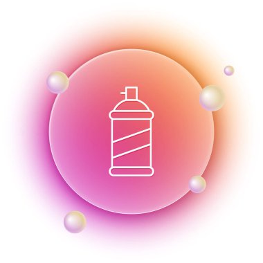 Beyaz boyalı sprey boya kutusu simgesi beyaz arkaplanda izole edilmiş. Turuncu ve pembe eğimli çember arka planı. Vektör.