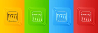 Beyaz Zemin simgesi renkli arkaplanda izole edildi. Kare düğmelere simgeleri yerleştir. Vektör.