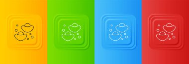 Beyaz Çin fal kurabiyesi ikonu renkli arka planda izole edilmiş. Geleneksel Asya. Kare düğmelere simgeleri yerleştir. Vektör.