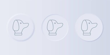 Gri arka planda Gri Köpek simgesi izole edildi. Kare düğmelere simgeleri yerleştir. Vektör.