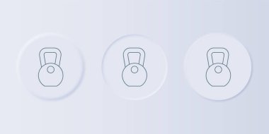 Gri arka planda gri ağırlık simgesi izole edildi. Kilogram ağırlık kaldırmak ve ölçmek için ağırlık bloğu. Kütle sembolü. Kare düğmelere simgeleri yerleştir. Vektör.