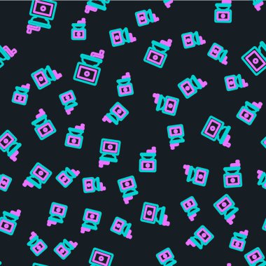 Çizgi manuel kahve öğütücü ikonu siyah arka planda pürüzsüz desen izole etti. Vektör.