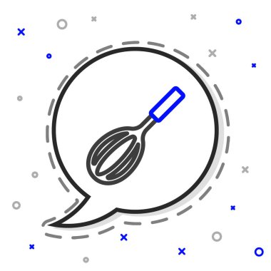 Line Kitchen çırpma simgesi beyaz arkaplanda izole edildi. Mutfak aletleri, yumurta çırpıcı. Çatal bıçak seti. Yemek karışımı sembolü. Renkli taslak konsepti. Vektör.