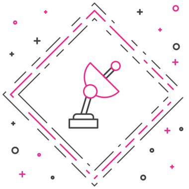 Radar simgesi beyaz arkaplanda izole edildi. Arama sistemi. Uydu sinyali. Renkli taslak konsepti. Vektör.