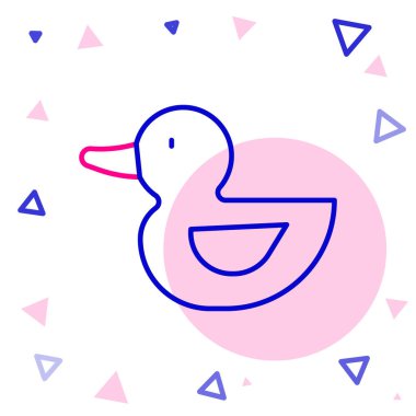 Kauçuk ördek simgesi beyaz arkaplanda izole edildi. Renkli taslak konsepti. Vektör.