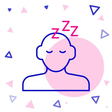 Line Dreams simgesi beyaz arkaplanda izole edildi. Uyku, dinlenme, rüya kavramı. Dinlenmek ve rahatlamak için. Renkli taslak konsepti. Vektör.