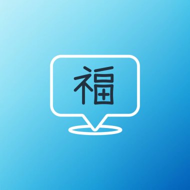 Çin Yeni Yıl çizgisi simgesi mavi arkaplanda izole edildi. Renkli taslak konsepti. Vektör.