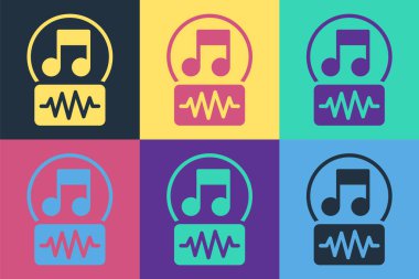 Pop Art Müzik Notası, ton simgesi renk arkaplanında izole. Vektör.