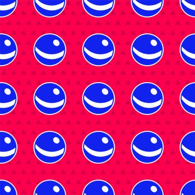 Mavi Sahildeki top ikonu, kırmızı zeminde izole edilmiş, pürüzsüz desen. Çocuk oyuncağı. Vektör.