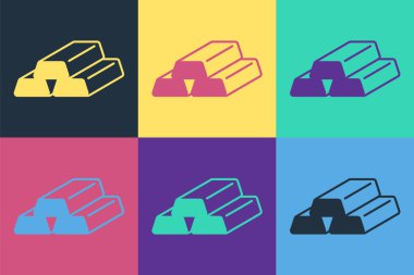 Pop Art Gold simgesi renk arkaplanında izole edilmiş. Bankacılık işi konsepti. Vektör.