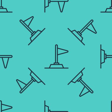 Siyah çizgi bayrak simgesi yeşil arkaplanda kusursuz desen izole etti. Zafer, kazanmak ve zorluk konseptini fethetmek. Vektör.