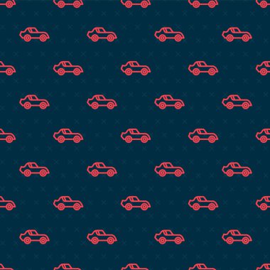 Kırmızı çizgi araba ikonu, siyah arkaplanda kusursuz desen izole etti. Vektör.