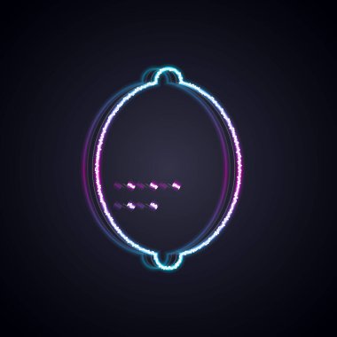 Parlayan neon hattı Lemon simgesi siyah arkaplanda izole edildi. Vektör.