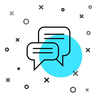 Siyah çizgi konuşma balonu sohbet simgesi beyaz arkaplanda izole edildi. İleti simgesi. İletişim ya da yorum sohbet sembolü. Rastgele dinamik şekiller. Vektör.