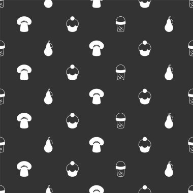 Dondurmayı waffle armut mantarına koy ve keki de dikişsiz yap. Vektör.