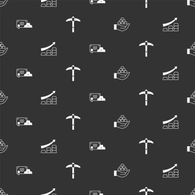 Altın külçelerini altın sertifikalı ve kazmalı okla elinizin altında tutun. Vektör.