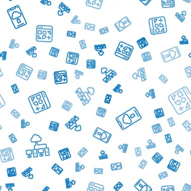 Hat Bilgisayar Ağı, Bulut teknolojisi veri transferi ve pürüzsüz şablon üzerine farklı dosyalar ayarla. Vektör.