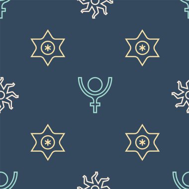 Güneş Kayan Yıldız ve Sembol Plüton 'u kusursuz desene ayarlayın. Vektör.