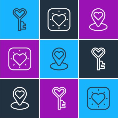 Satır anahtarını kalp şeklindeki konumuna ve kalp simgesine ayarla. Vektör.