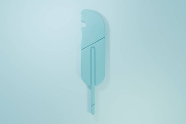 Mavi Tüy kalem simgesi mavi arkaplanda izole edildi. Minimalizm kavramı. 3 Boyutlu resimleme.