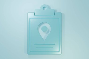 Mavi Belge izleme sistemi simgesi mavi arkaplanda izole edildi. Paket takibi. Minimalizm kavramı. 3 Boyutlu resimleme.